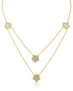 Pave and Resin Clover Necklace