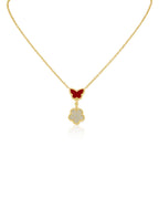 Butterfly and Clover Pendant Necklace