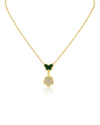 Butterfly and Clover Pendant Necklace