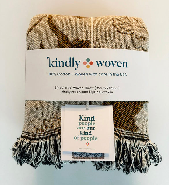 Green Herringbone Jacquard Woven Throw Blanket, Reversible Cotton Throw, Made in USA | Henry Verbena