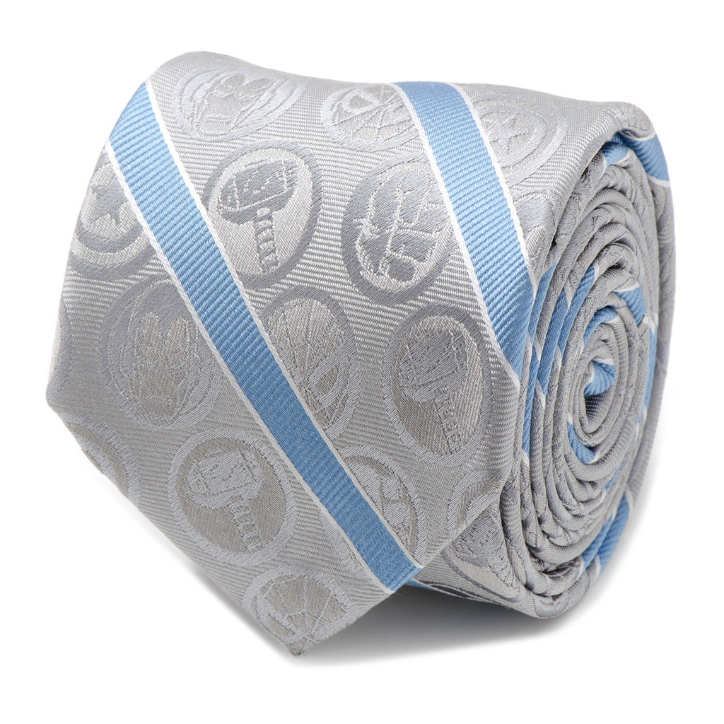 Marvel Comics Gray and Blue Stripe Men's Tie