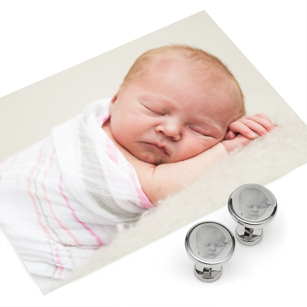 Stainless Steel Engravable Classic Round Cufflinks