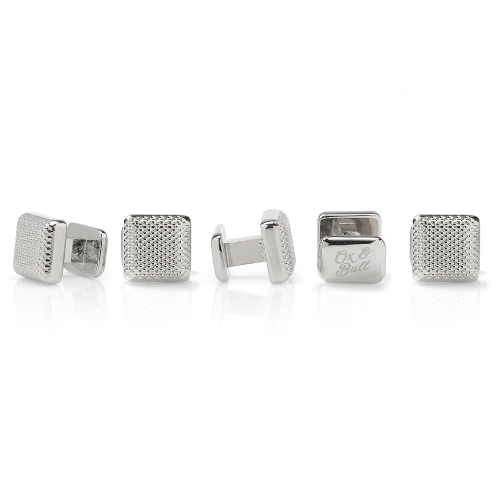 Silver Textured Square Studs
