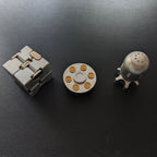 The Desktop Trio | Metal Desk Sculpture & Kinetic Fidget Set