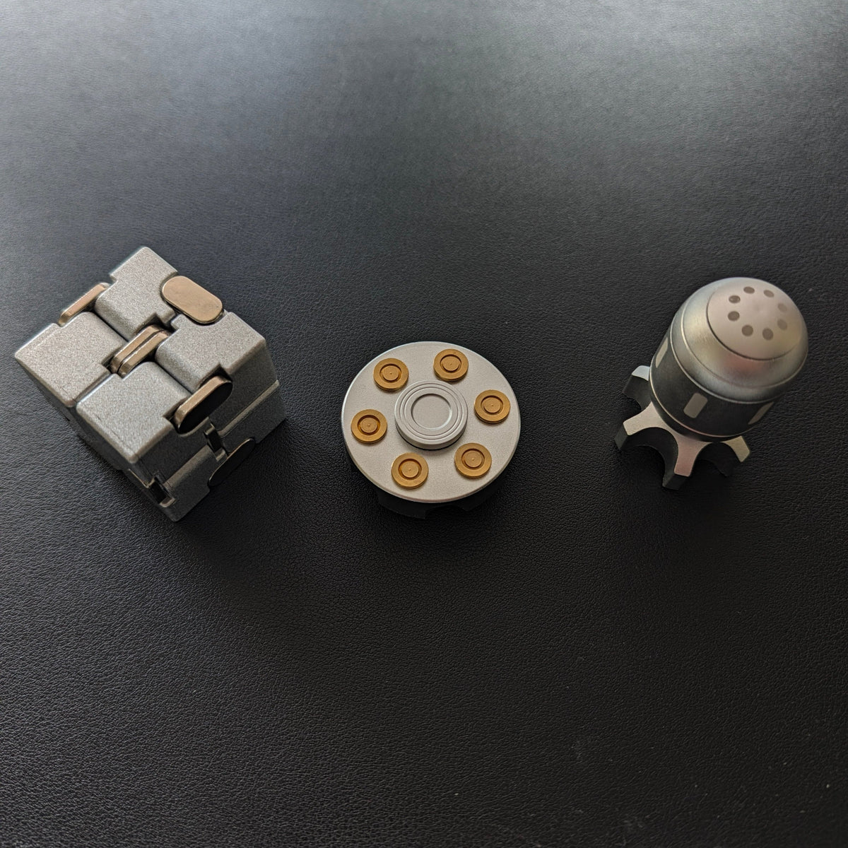 The Desktop Trio | Metal Desk Sculpture & Kinetic Fidget Set