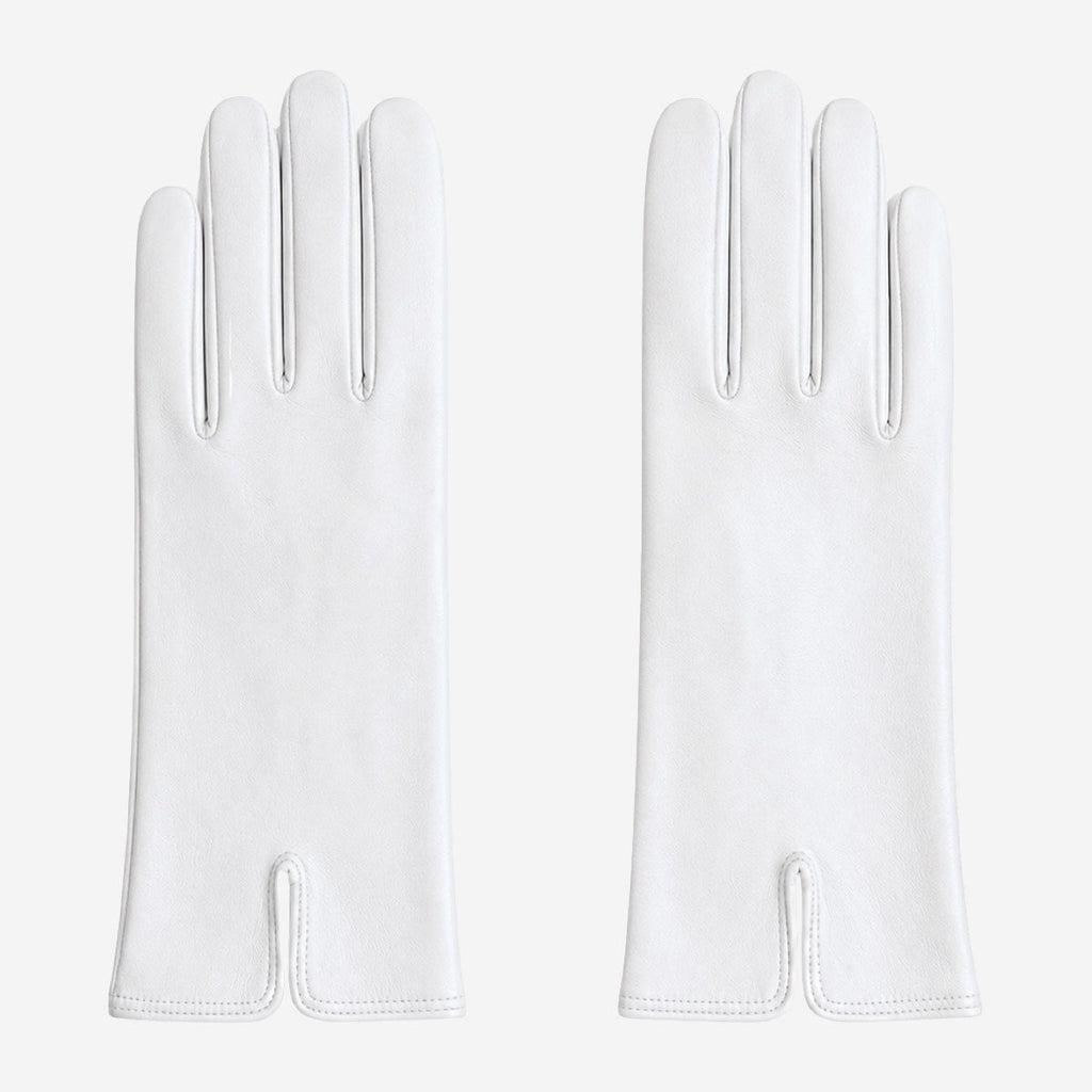 PZ01P (white) - Unlined embroidered Italian lambskin leather gloves