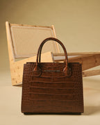Patrizia (brown) - Italian calf leather womens handbag (with shoulder strap)