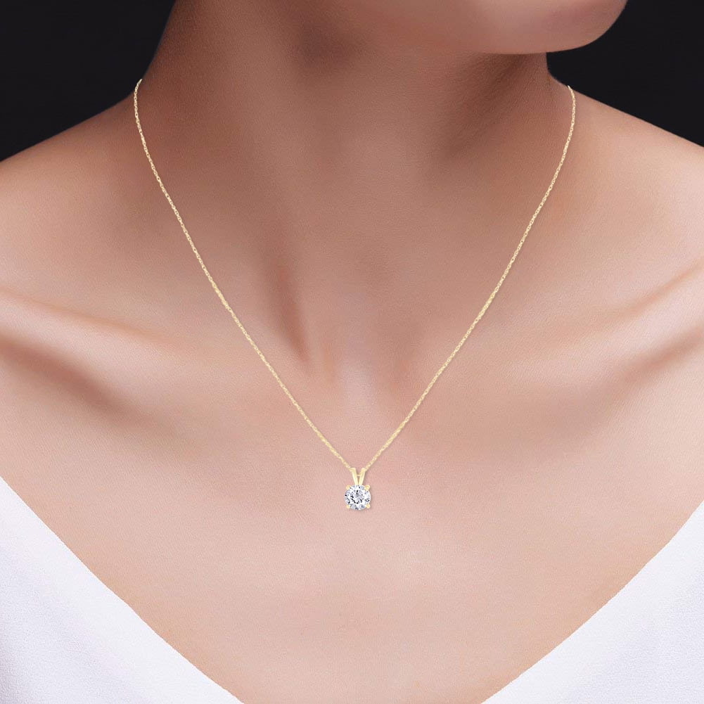 .80 CTW Certified Genuine Moissanite Solitaire Pendant Necklace - Choice of 14k White or Yellow Gold