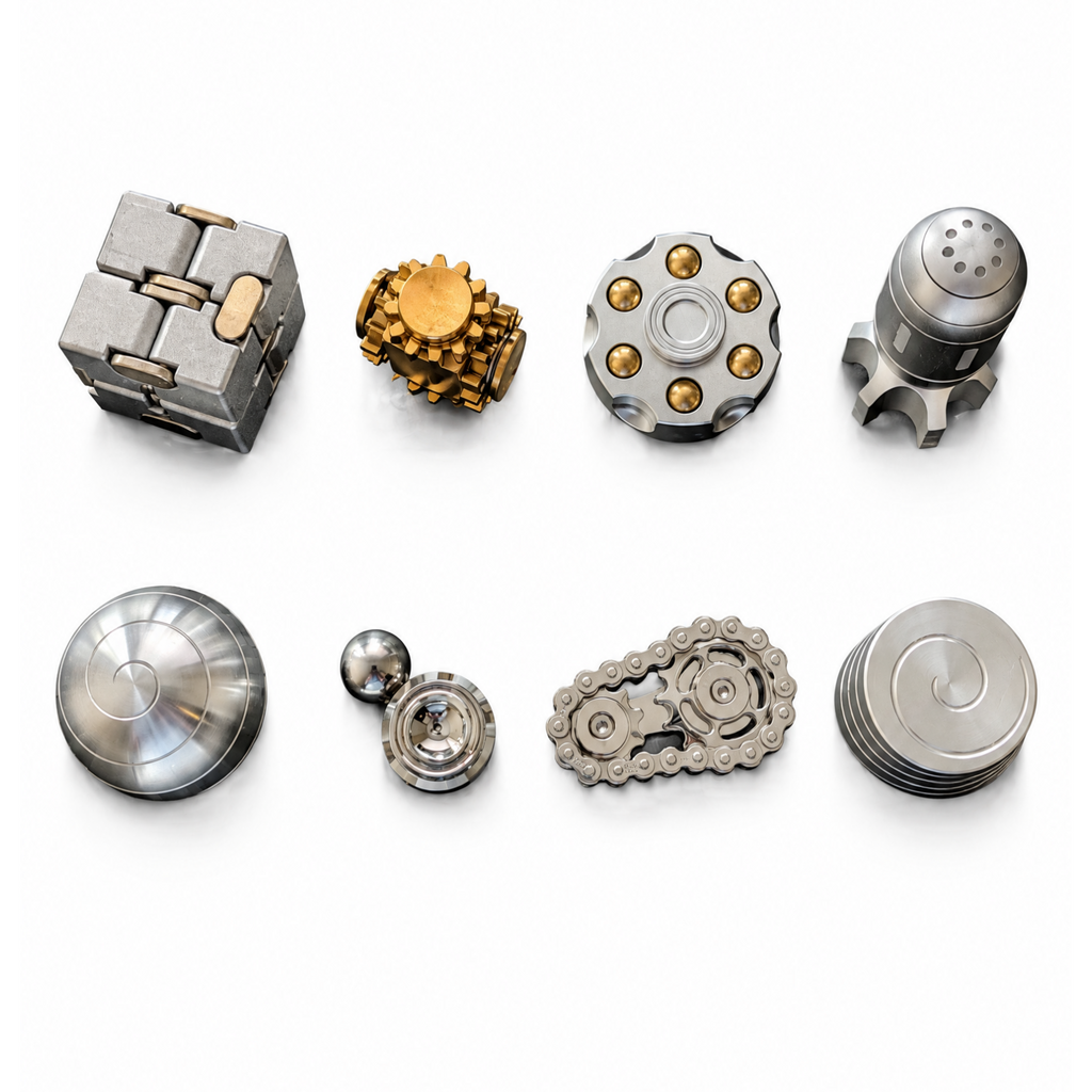 Set of 8 -Metal Desk Fidget & Kinetic Toy Collection