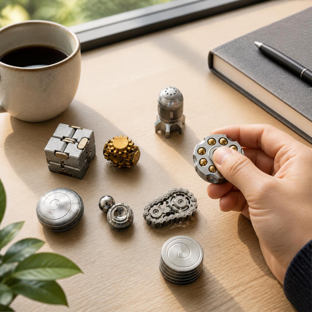 Set of 8 -Metal Desk Fidget & Kinetic Toy Collection