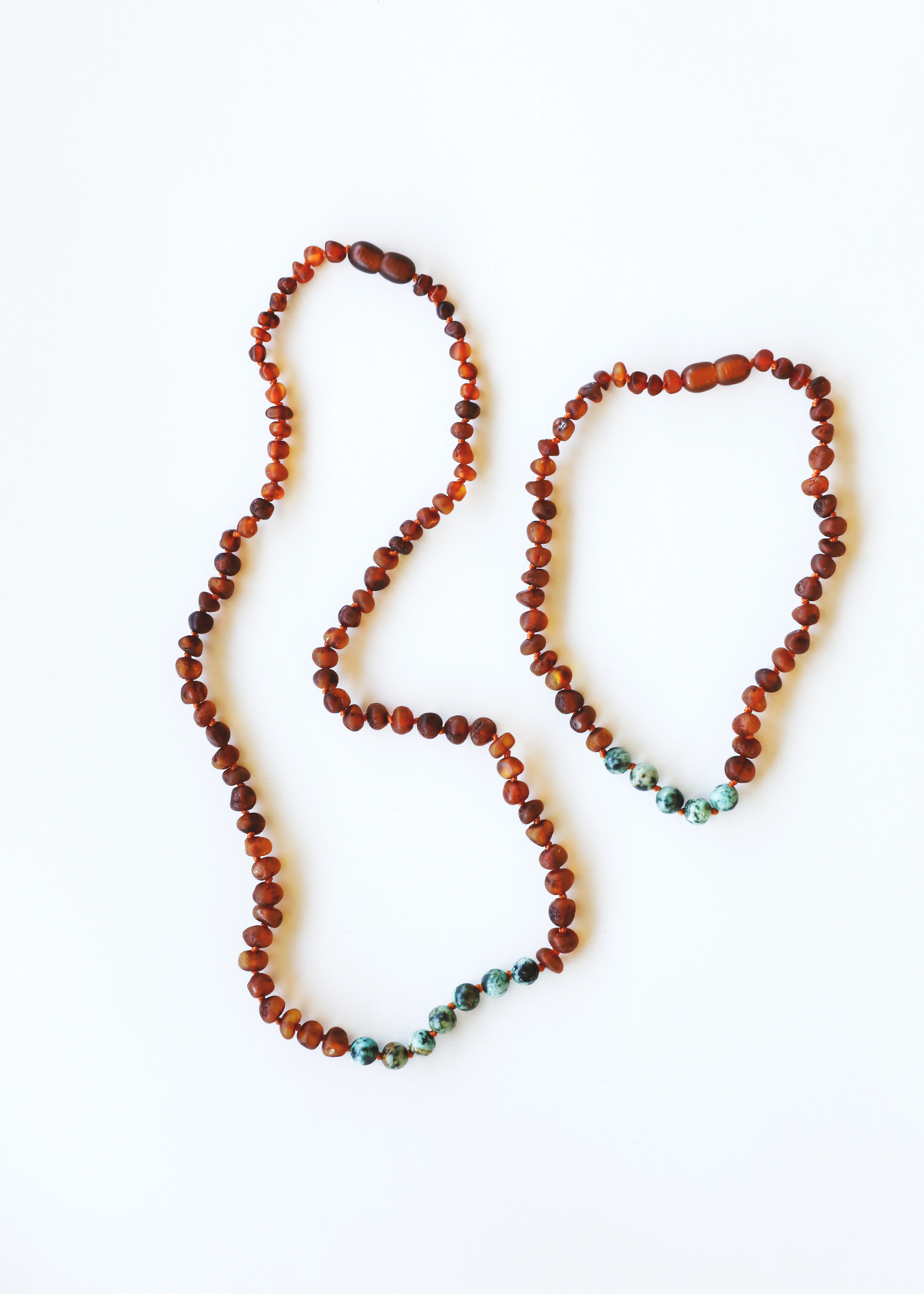 Raw Cognac Baltic Amber + Turquoise Jasper || Necklace Set