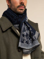 Federico (grey/blue) - Warm and soft Italian scarf from wool blend