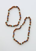Cognac Baltic Sea Amber + Rudraksha || Amazonite + Lapis  || Necklace Set