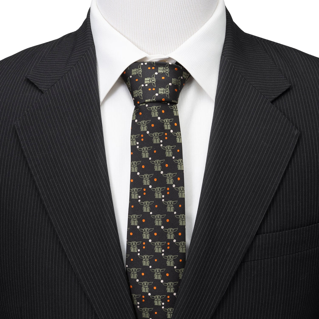 Star Wars Grogu Black and Orange Dotted Tie