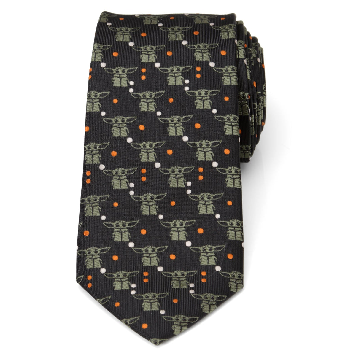 Star Wars Grogu Black and Orange Dotted Tie