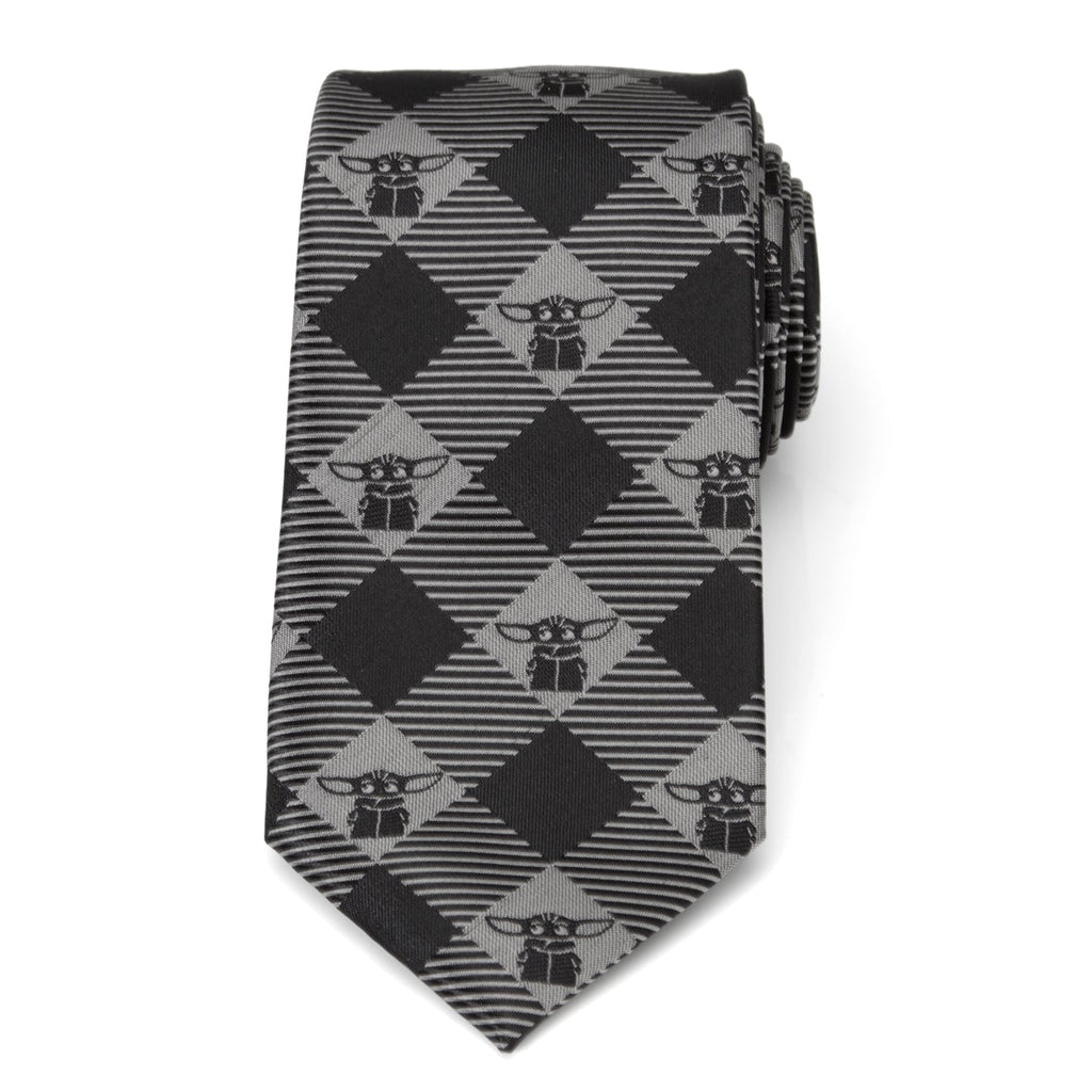 Star Wars Grogu Black Plaid Tie