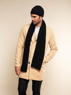 Napoli (black) - Italian 100% cashmere ribbed scarf (unisex)