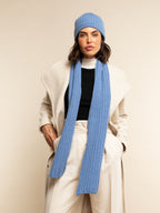 Napoli (light blue) - Italian 100% cashmere ribbed scarf (unisex)