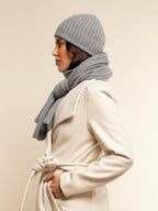 Napoli (light grey) - Italian 100% cashmere ribbed scarf (unisex)