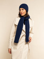 Napoli (navy blue) - Italian 100% cashmere ribbed scarf (unisex)