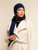 Napoli (navy blue) - Italian 100% cashmere ribbed scarf (unisex)