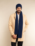 Napoli (navy blue) - Italian 100% cashmere ribbed scarf (unisex)