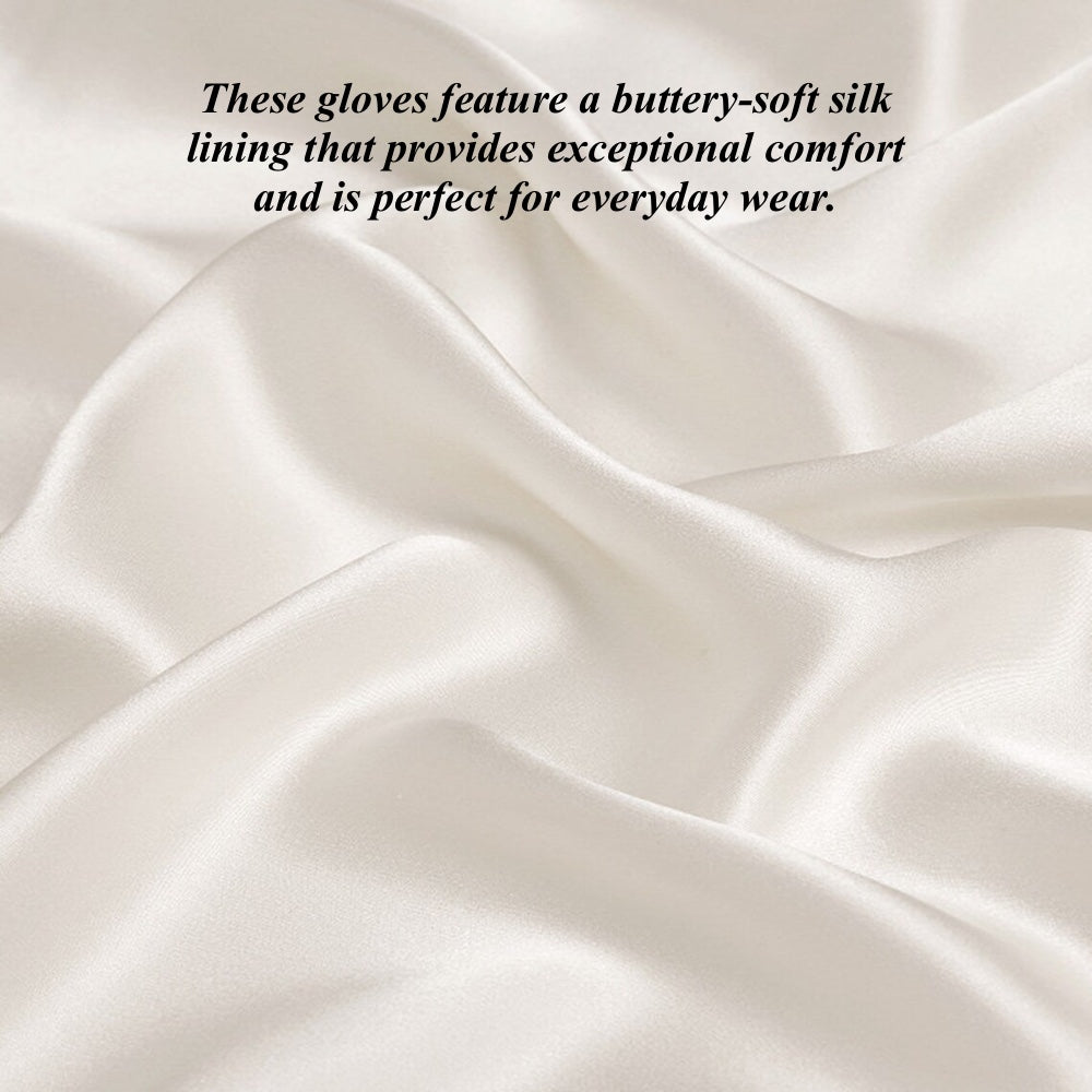 Angelina (white) - Italian silk lined 6-button length leather bridal / opera gloves