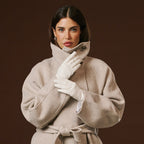 Sofia (white) - Italian lambskin leather gloves with silk lining