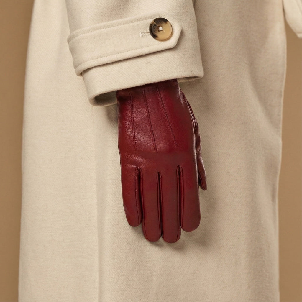 Stella (red) – Sheepskin leather gloves with ultra-warm fleece lining & touchscreen functionality