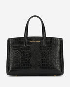 Valentina (black) - Italian calf leather women's handbag (with shoulder strap)