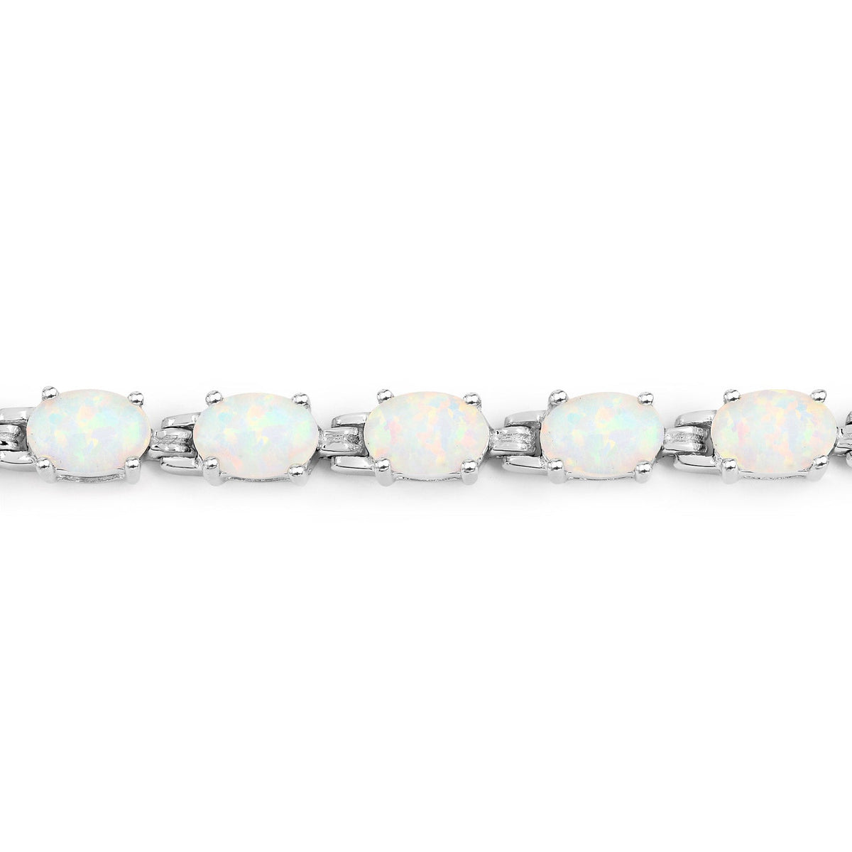 3.50 Carat Genuine Created Opal .925 Sterling Silver Bracelet