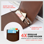 Avera Group Slim Genuine Leather Rfid Blocking Bifold Wallet With Money Clip