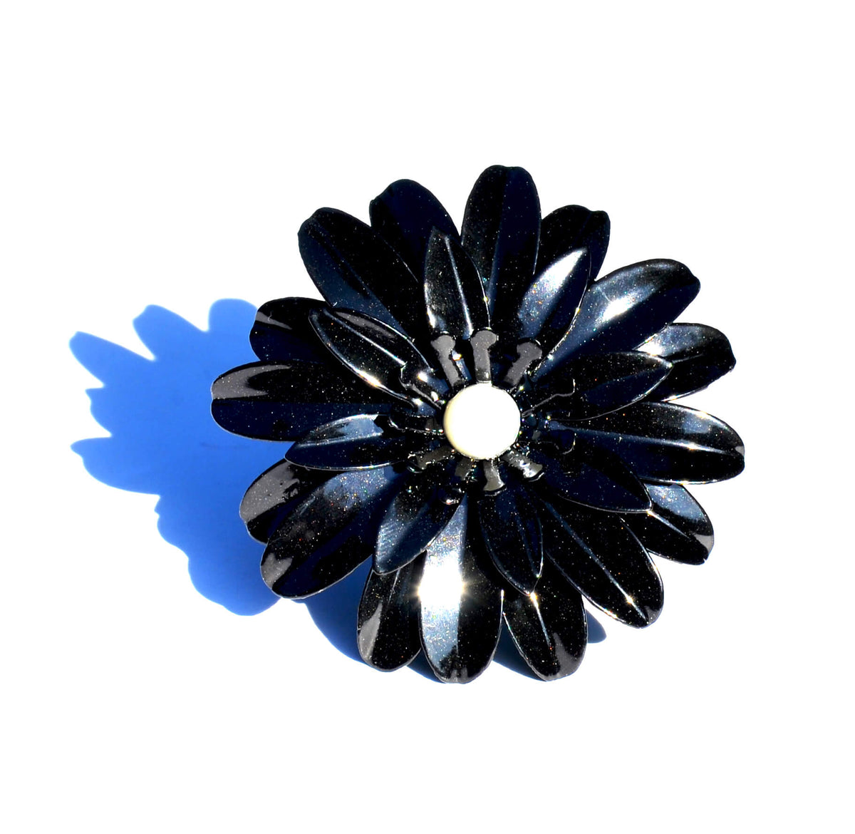 Vibhsa Black Floral Napkin Rings | Set of 4, Pearl Accents, Handcrafted