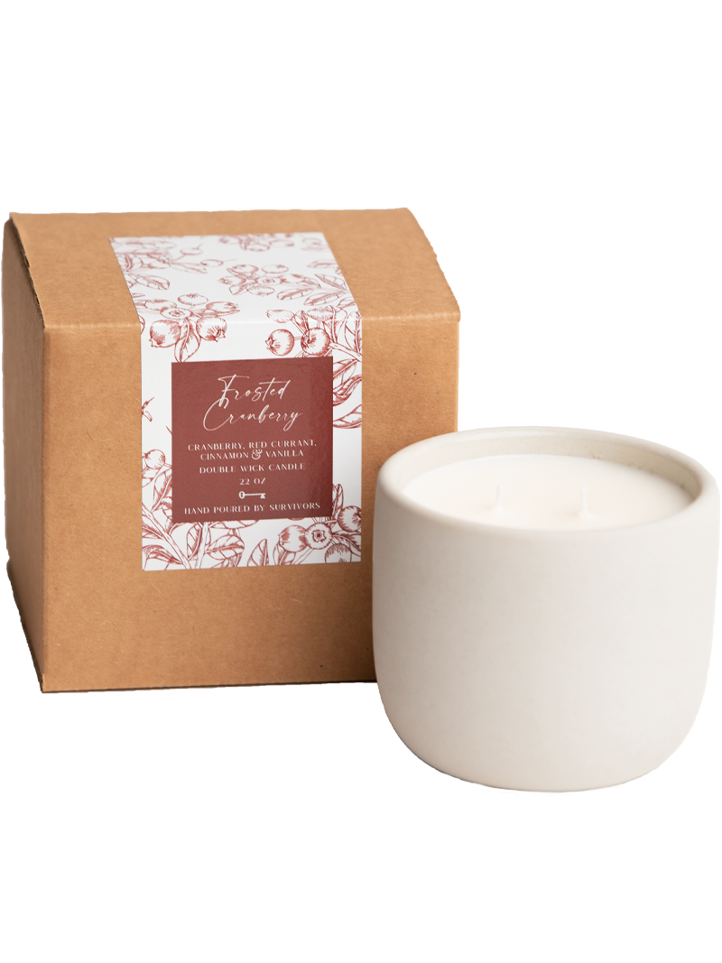 Frosted Cranberry Cement Candle