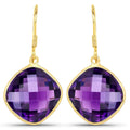 24.60 Carat Genuine Amethyst .925 Sterling Silver Earrings