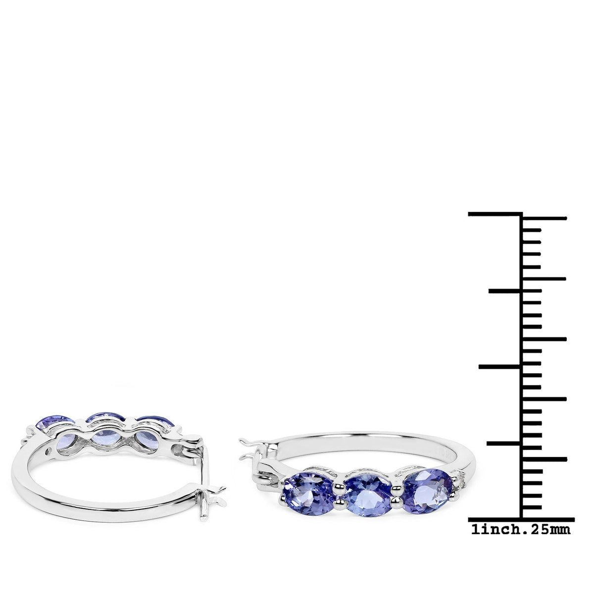 1.99 ct. Genuine Tanzanite and White Diamond .925 Sterling Silver Earrings