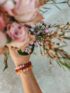 Raw Honey Baltic Amber + Raw Rose Quartz || Anklet or Bracelet