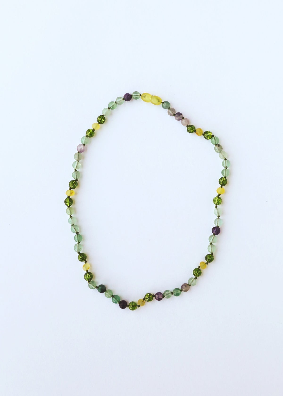 Raw Baltic Sea Amber + Fluorite + Peridot || Gemstone Necklace