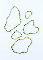 Raw Baltic Sea Amber + Fluorite + Peridot || Gemstone Necklace