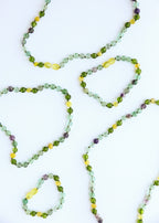 Raw Baltic Sea Amber + Fluorite + Peridot || Gemstone Anklet or Bracelet