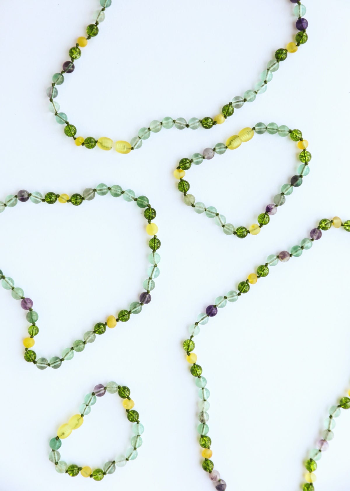 Raw Baltic Sea Amber + Fluorite + Peridot || Gemstone Anklet or Bracelet