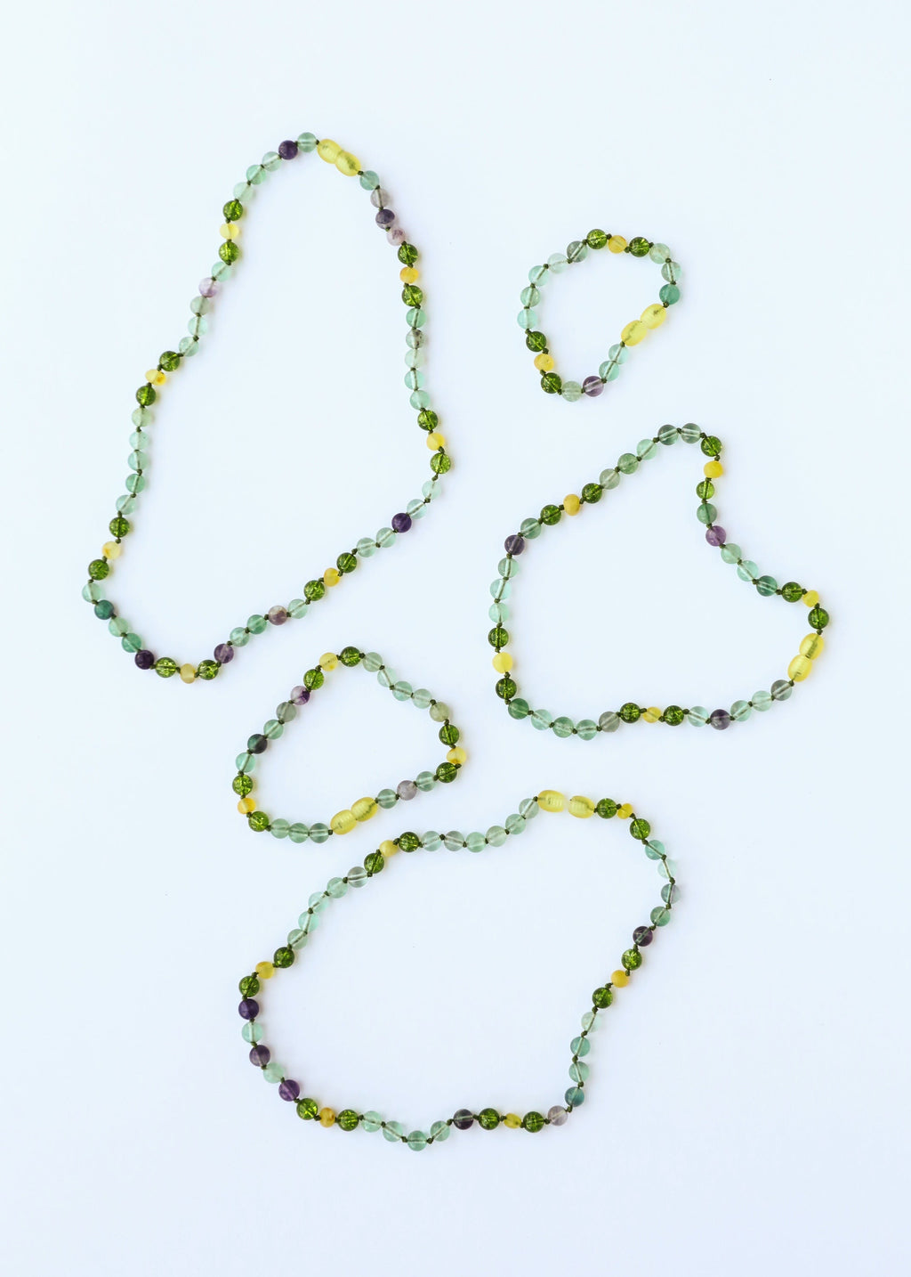 Raw Baltic Sea Amber + Fluorite + Peridot || Gemstone Anklet or Bracelet