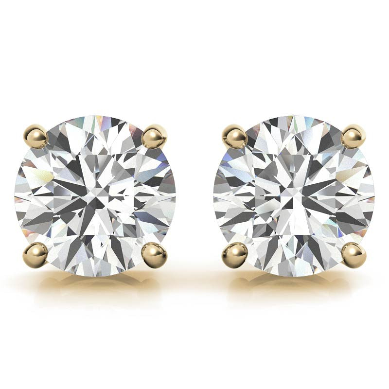 1 CTW Lab-Grown Diamond Stud Earrings - G/VS Clarity - 14k Gold Over Sterling Silver - White or Yellow Gold Option