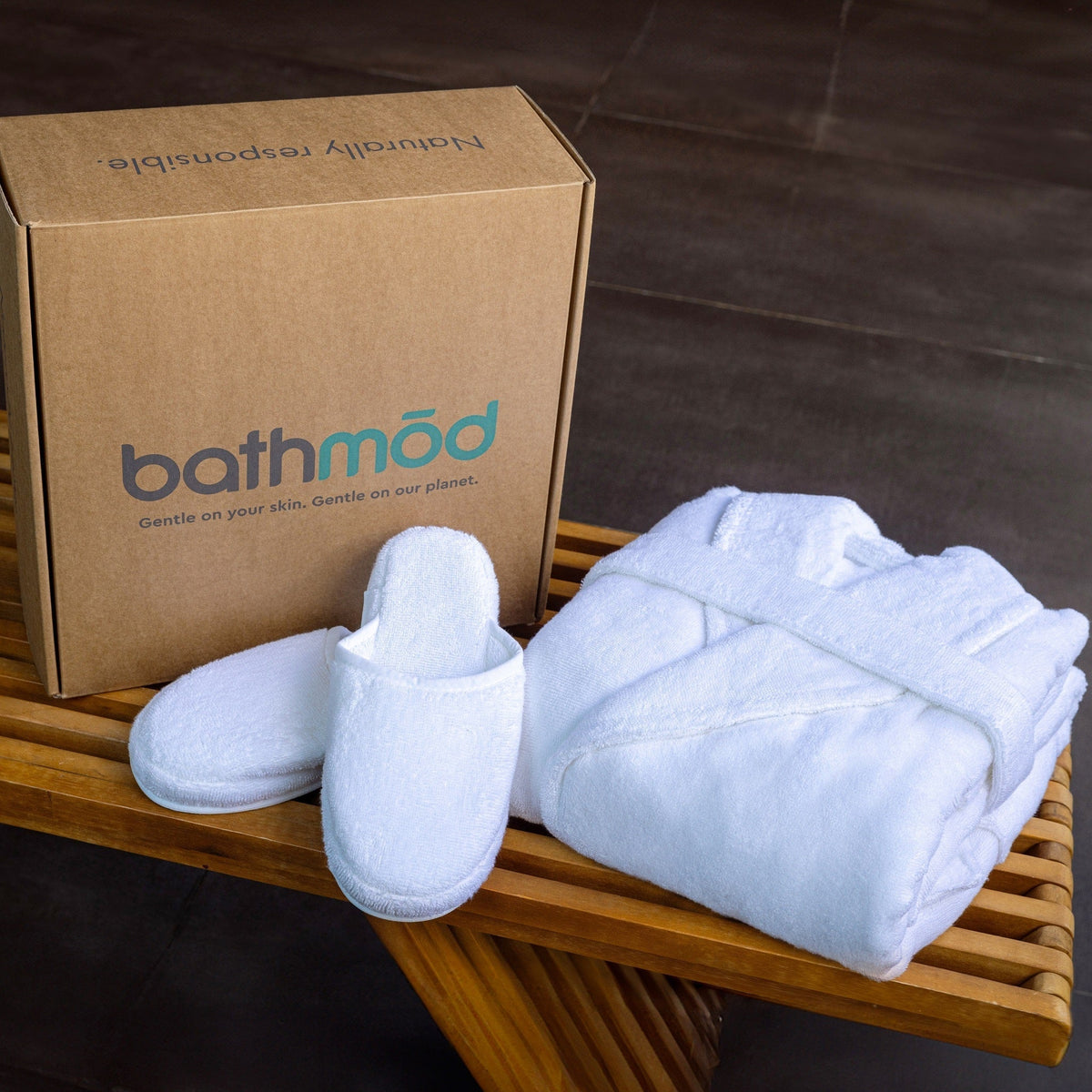 Luxury Organic Bathrobe & Slipper Set