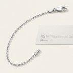 14k White Diamond Cut Cable Link Chain 0.8mm