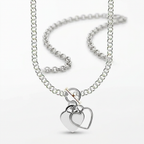 Sterling Silver Rhodium Plated Rolo Chain Necklace with a Heart Toggle Charm