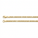 14k Yellow Gold Diamond Cut Round Wheat Chain 1.0mm