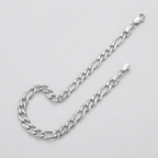 Rhodium Plated 5.5mm Sterling Silver Figaro Style Chain