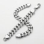 Rhodium Plated 13.6mm Sterling Silver Curb Style Bracelet
