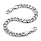 Rhodium Plated 13.6mm Sterling Silver Curb Style Bracelet